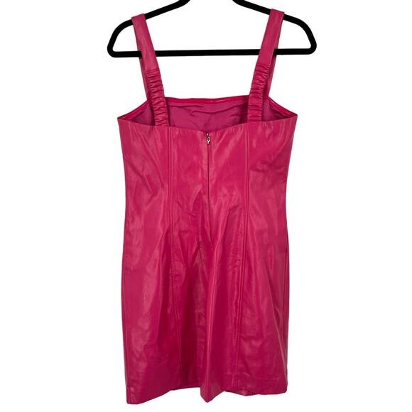 Rotate Dress Herlina Logo Embossed faux leather minidress pink size 8 - Picture 5 of 10